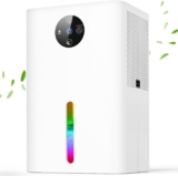 Deshumidificador 1.8LML,Deshumidificadores Electrico Portátil,Silencioso,Descongelación Automática,Apagado Automático,7 Colores Luz,Deshumidificador para el Hogar.