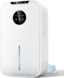 Deshumidificador 2500ML, Dehumidifier Eléctrico mit Manguera de Drenaje de 1m, Modo de Sueño Silencioso Deshumificadores de Humedad con Apagado & Descongelación Automático, 8/12/24H Temporizador