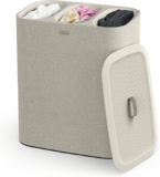 Joseph Joseph Tota Trio, Cesto de la ropa sucia con tapa, 90 litros, sistema de separación colada con 3 bolsos extraíbles con asas, Beige