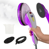 EFFEKTIV – Plancha Vertical Vapor 3 en 1 con Suela Cerámica | Plancha Ropa, Cepillo de Vapor y Centro de Planchado Compacto | 250ml | 1600W | Sin Tabla, Autoapagado, Recarga Continua | Lila