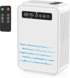 Deshumidificador actualizado (control remoto) para dormitorio, tanque de agua de 2.8 L, deshumidificadores pequeños silenciosos de 75 m² para sótano, hogar, baño, con apagado automático, luz LED de 7